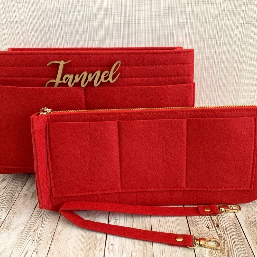 LV Graceful PM & On the Go Medium Felt Purse Organizer Insert Bag